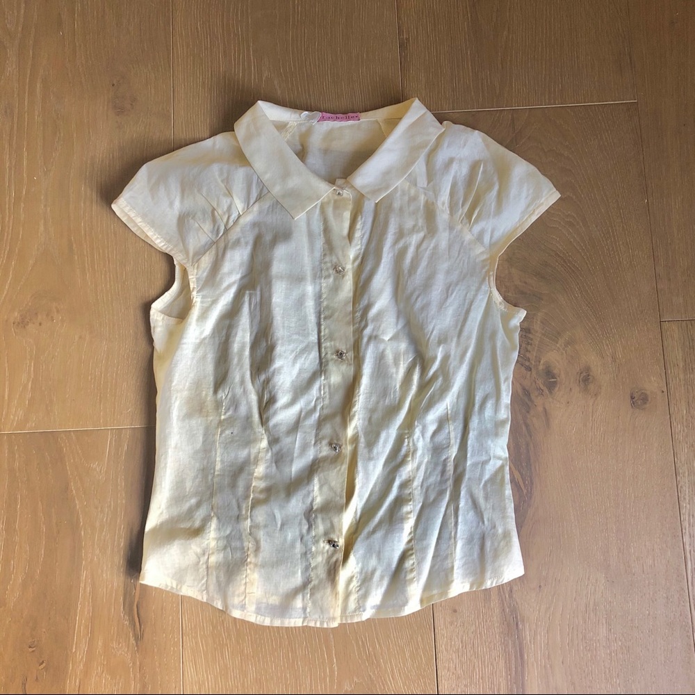 Vintage yellow collared button down blouse